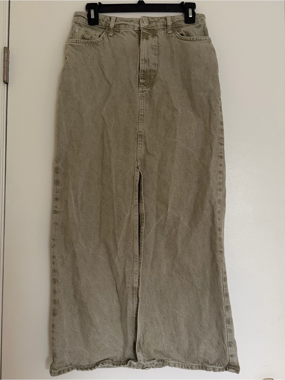 Zara Maxi Skirt‎ Olive Green Denim Casual Long Pencil Skirt Women's Sz Small